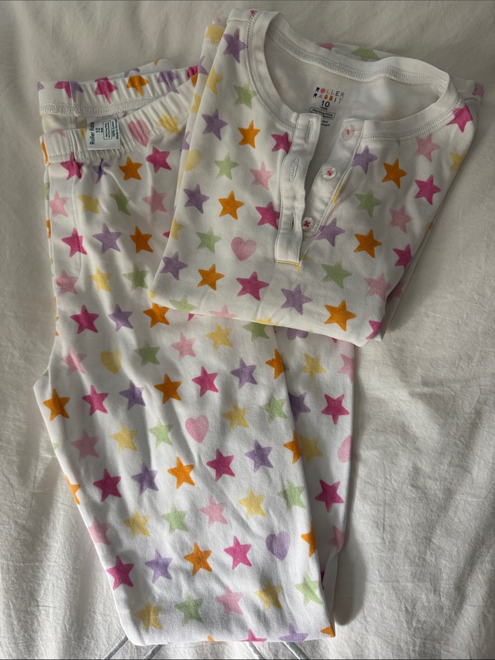 Roller Rabbit Kids White Star-Print Pajama Set - Multicolor Stars